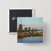 Windmills, Kinderdijk,オランダ 缶バッジ (正面&裏面)