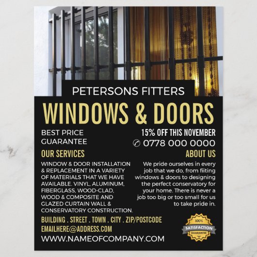 Window & Bars, Window & Door Fitter Company チラシ (正面)