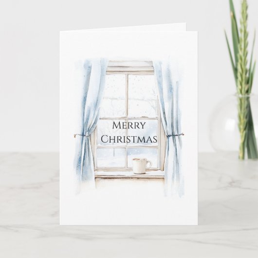 Window Blue Curtains Christmas   カード (正面)