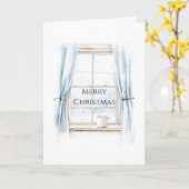 Window Blue Curtains Christmas   カード (黄色い花)