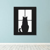 Window Cat クリック toカスタマイズ任意の色のデコアを取得 キャンバスプリント (インサイチュ (ウッドフロア))