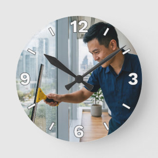 Window Cleaner Office Decor ラウンド壁時計