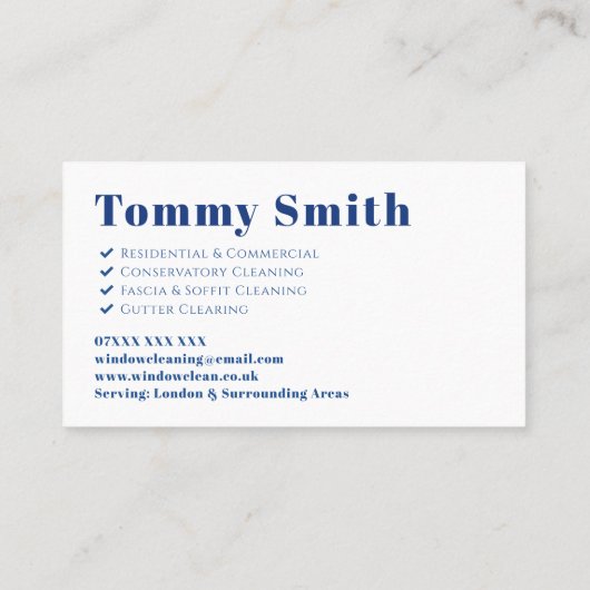 Window Cleaning Business Card Template | Professio 名刺 (裏面)