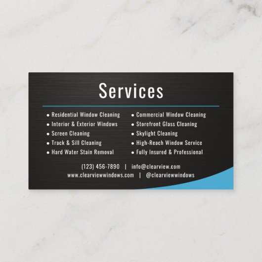 Window Cleaning Metallic 名刺 (裏面)