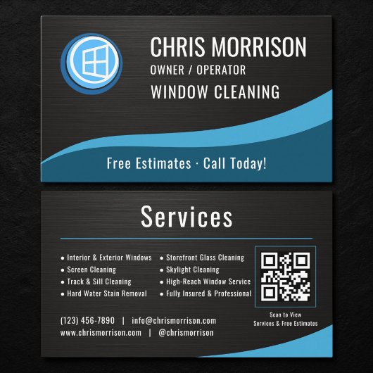 Window Cleaning QR Code Metallic 名刺