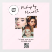 Window Cling Pink Logo QR Photo Makeup Artist ウィンドウサイン (シート)
