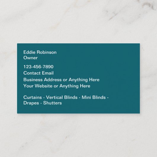 Window Coverings And Blinds Store 名刺 (裏面)