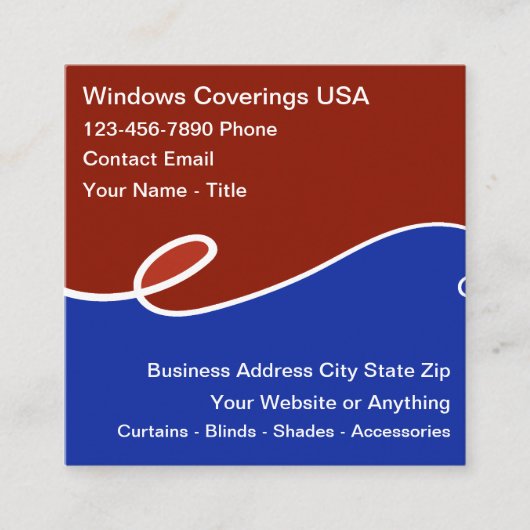 Window Coverings Patriotic Business Cards スクエア名刺 (正面)