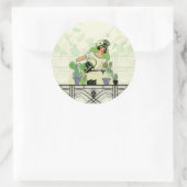 WINDOW GARDEN、アールデコレディ:夏の緑 ラウンドシール (バッグ)