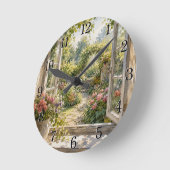 Window & Garden Wall Clock — Charming Nature Desig ラウンド壁時計 (傾斜)
