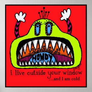 Window Monster Print ポスター