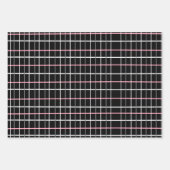 Window Pane Print in Black and White with Pink ラッピングペーパーシート (正面3)