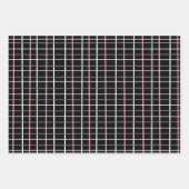 Window Pane Print in Black and White with Pink ラッピングペーパーシート (正面2)