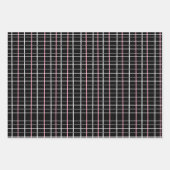 Window Pane Print in Black and White with Pink ラッピングペーパーシート (正面)