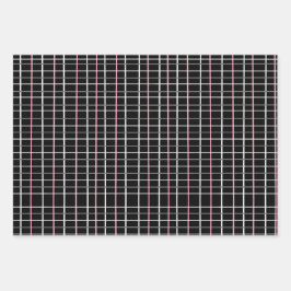 Window Pane Print in Black and White with Pink ラッピングペーパーシート
