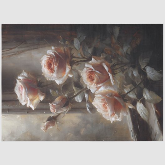 Window Roses in Blush Decoupage 薄葉紙 (正面)