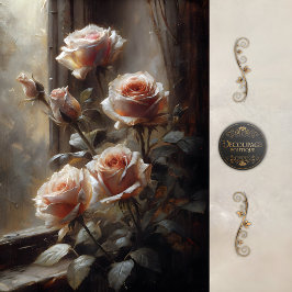 Window Roses in Blush Decoupage 薄葉紙