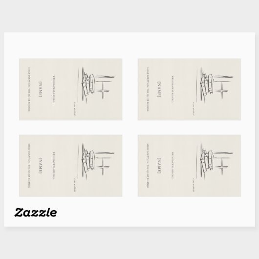 Window Seat Ex Libris Bookplate -Library Label  長方形シール (シート)