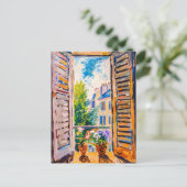 Window View on a cityscape. Painting ポストカード (スタンド正面)
