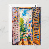 Window View on a cityscape. Painting ポストカード (正面/裏面)