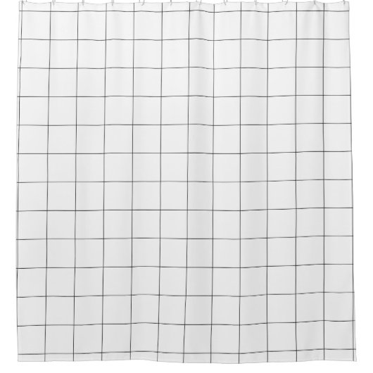 Windowpane Check Grid （黒/白） シャワーカーテン (正面)