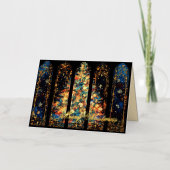 Windowsのクリスマスツリーの抽象芸術イラストレーション 箔シーズンカード (正面)