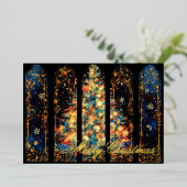 Windowsのクリスマスツリーの抽象芸術イラストレーション 箔シーズンカード (立ち正面)