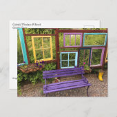 WindowsカラフルおよびBench Garden Decor ポストカード (正面/裏面)