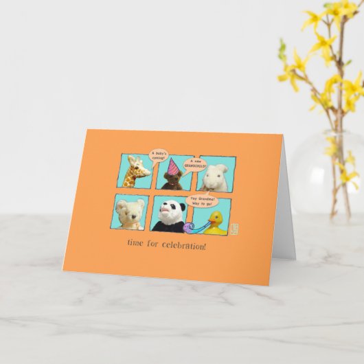 Windowsカードのおばあちゃんになる新生児動物 カード (黄色い花)