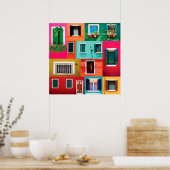 WindowsコレクショカラフルンのイタリアのBurano島 ポスター (キッチン)