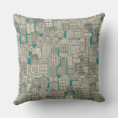 windowsティール（緑がかった色） クッション (裏面)