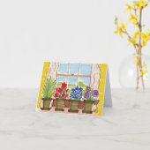 Windowsill Christian新しいホームおめでとうカード カード (黄色い花)