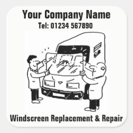 Windscreen Replacement & Repair Cartoon スクエアシール