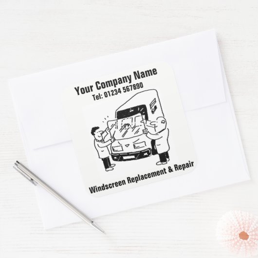 Windscreen Replacement & Repair Cartoon スクエアシール (封筒)
