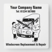 Windscreen Replacement & Repair Cartoon スクエア壁時計 (正面)