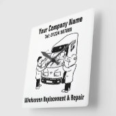 Windscreen Replacement & Repair Cartoon スクエア壁時計 (傾斜)