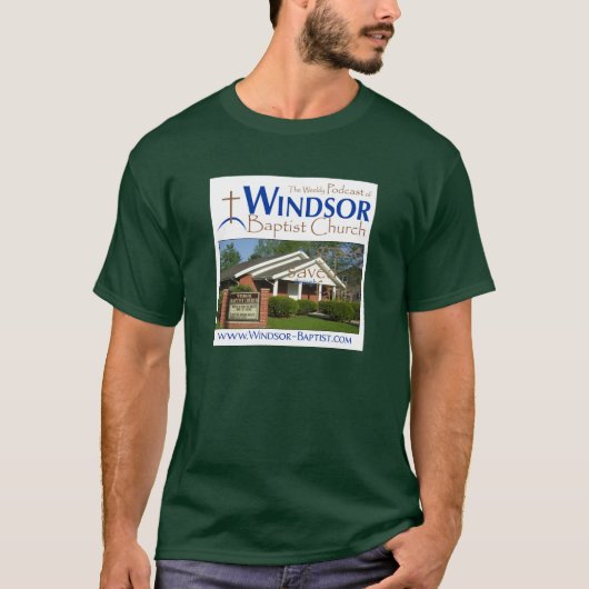 Windsorのバプティスト教会のポッドキャスト Tシャツ (正面)