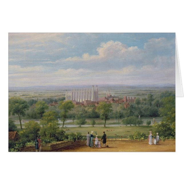 Windsorの城の台地からのEtonの大学 (正面横)
