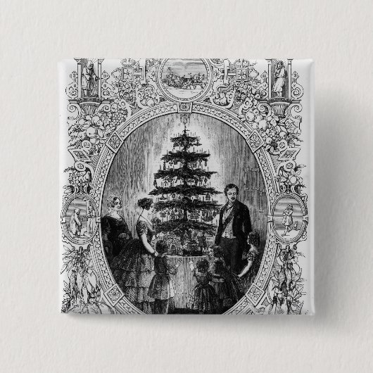 Windsorの城1848年のクリスマスツリー 缶バッジ (正面)