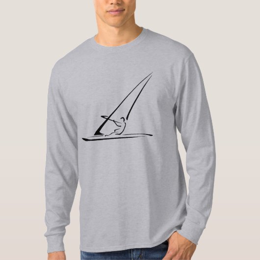 windsurf黒い輪郭を高めました tシャツ (正面)