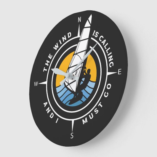 Windsurf, the wind is calling and I must go ラージ壁時計 (傾斜)