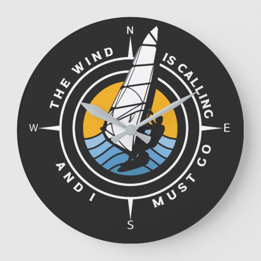 Windsurf, the wind is calling and I must go ラージ壁時計 (正面)