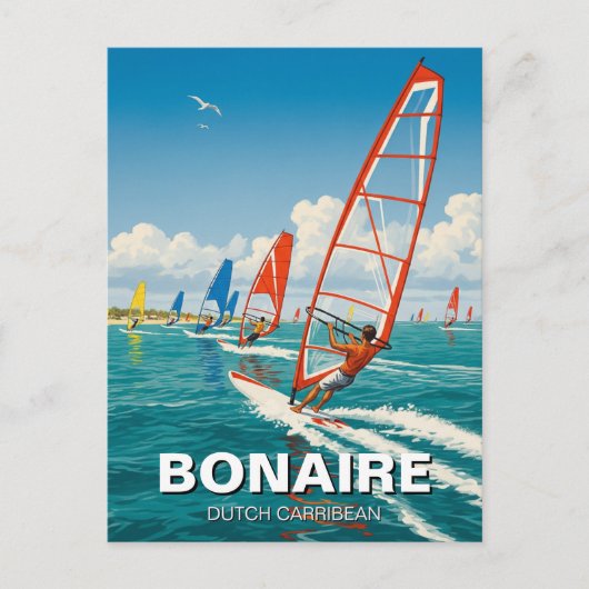 Windsurfers in Bonaire Dutch Caribbean ポストカード (正面)