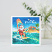 Windsurfing Santa Beach Christmas Card シーズンカード (スタンド正面)