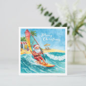 Windsurfing Santa Beach Christmas Card シーズンカード (スタンド正面)