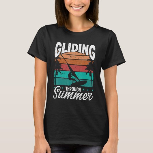 Windsurfing Vintage Board Gliding Summer Windsurfe Tシャツ (正面)