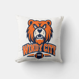 Windy City Football Angry Bear Mascot Sports Fan A クッション