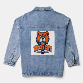 Windy City Football Angry Bear Mascot Sports Fan A デニムジャケット