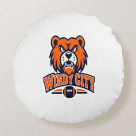 Windy City Football Angry Bear Mascot Sports Fan A ラウンドクッション