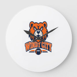 Windy City Football Angry Bear Mascot Sports Fan A ラージ壁時計